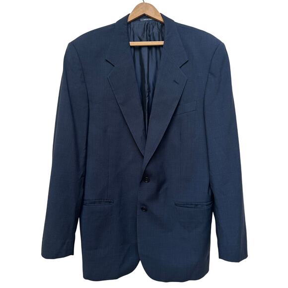 Lebole Made in Italy Wool Blazer Mens Navy Check 2-Button Sport Coat 42R - Picture 1 of 7